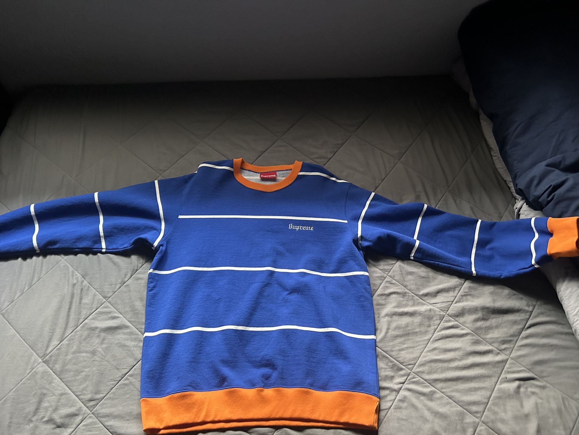 Supreme Striped Crewneck Royal
