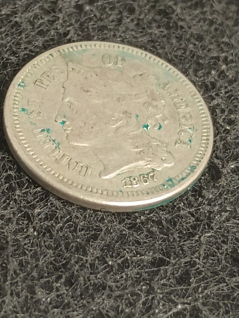1867 United States 3 Cent Nickel