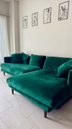 JOYBIRD Emerald Green Velvet Sectional