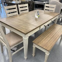 Dining Room Furniture Set Storage Table And Chairs And Storage Bench ⭐$39 Down Payment with Financing ⭐ 90 Days same as cash
