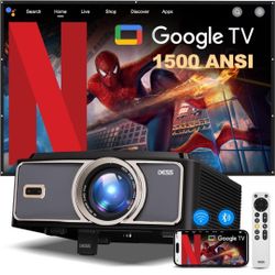 Dess 4K Projector with WiFi 6 and Bluetooth, Home Outdoor Electric Stand Movie Proyector, Auto Focus & Keystone, Native 1080P, High Contrast, Smart Pr