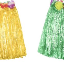 19 pieces girls Elastic Hawaiian Hula Dancer Grass Table decor Skirt Halloween costume/ 50 leis 