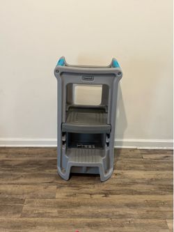 Simply3 Multilevel Toddler Tower | Adjustable Kitchen/Bathroom Step Stool | Gray & Blue | Montessori Helper