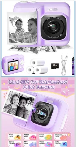 Kids Camera Instant Print, 1080P with 32GB Card