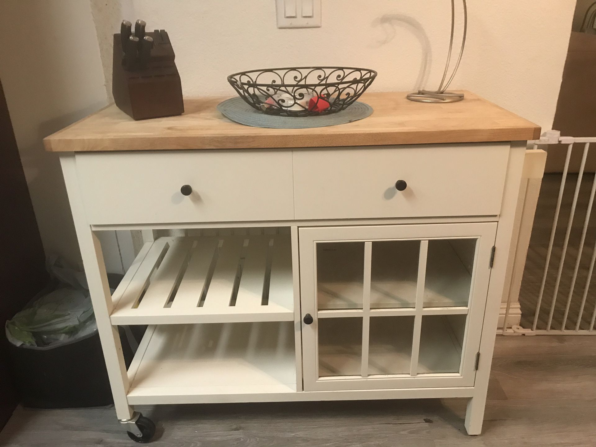 White Server/Buffet with wood top
