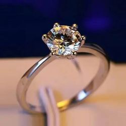 925 Sterling Silver Cubic Zirconia Engagement Ring Sz 7