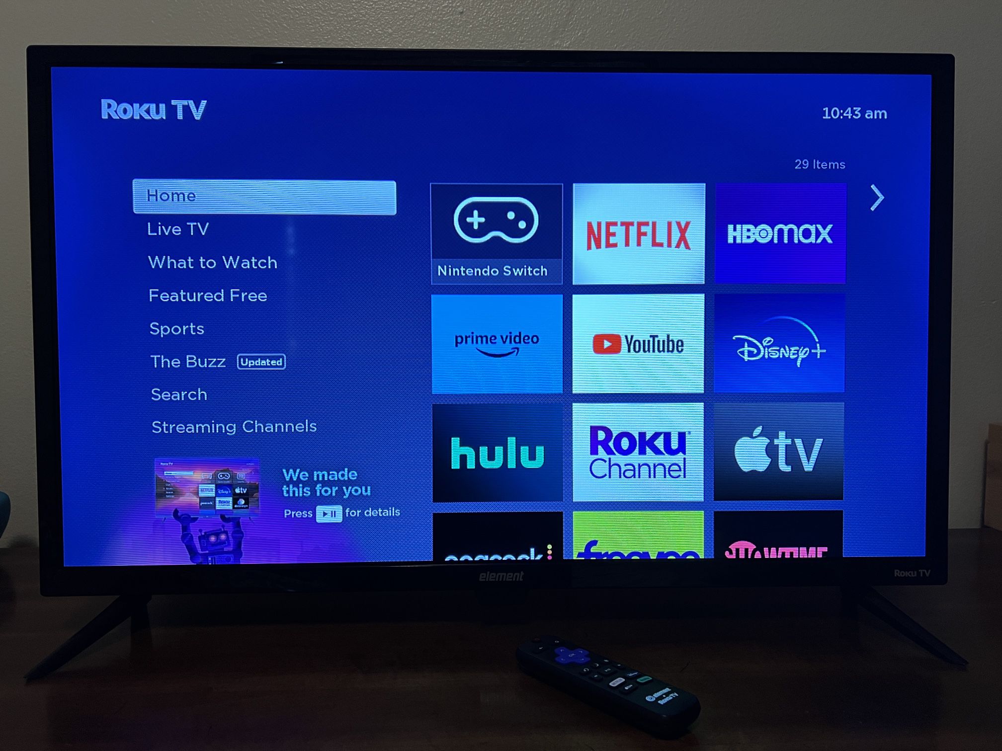 Element 32 Inch TV With Roku Built In 