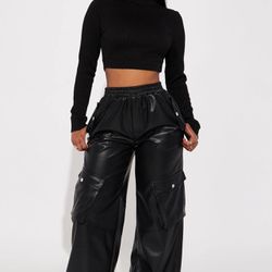 Fashion Nova Leather Cargo Pants