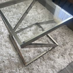 Silver Glass Top Side End Table