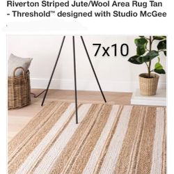 Brand New Riverton Striped Jute Wool Area Rug Threshold Designed Studio MC Gee 