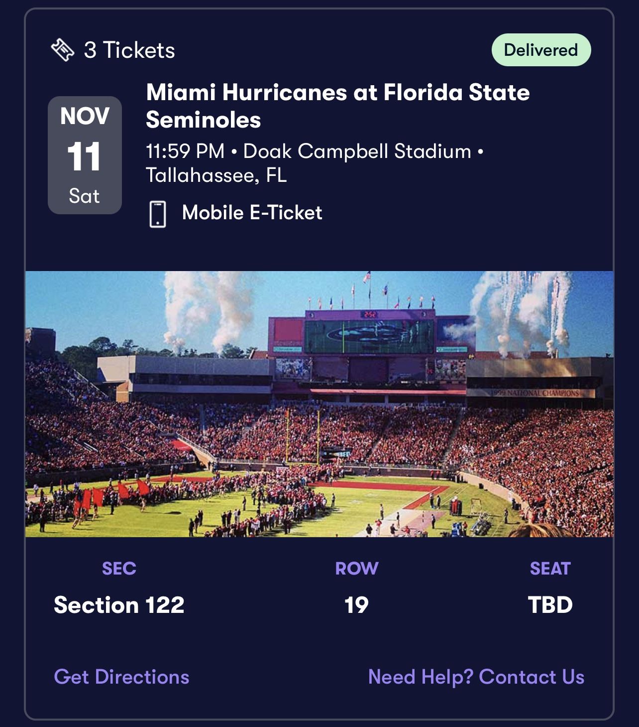 FSU v UM TICKETS