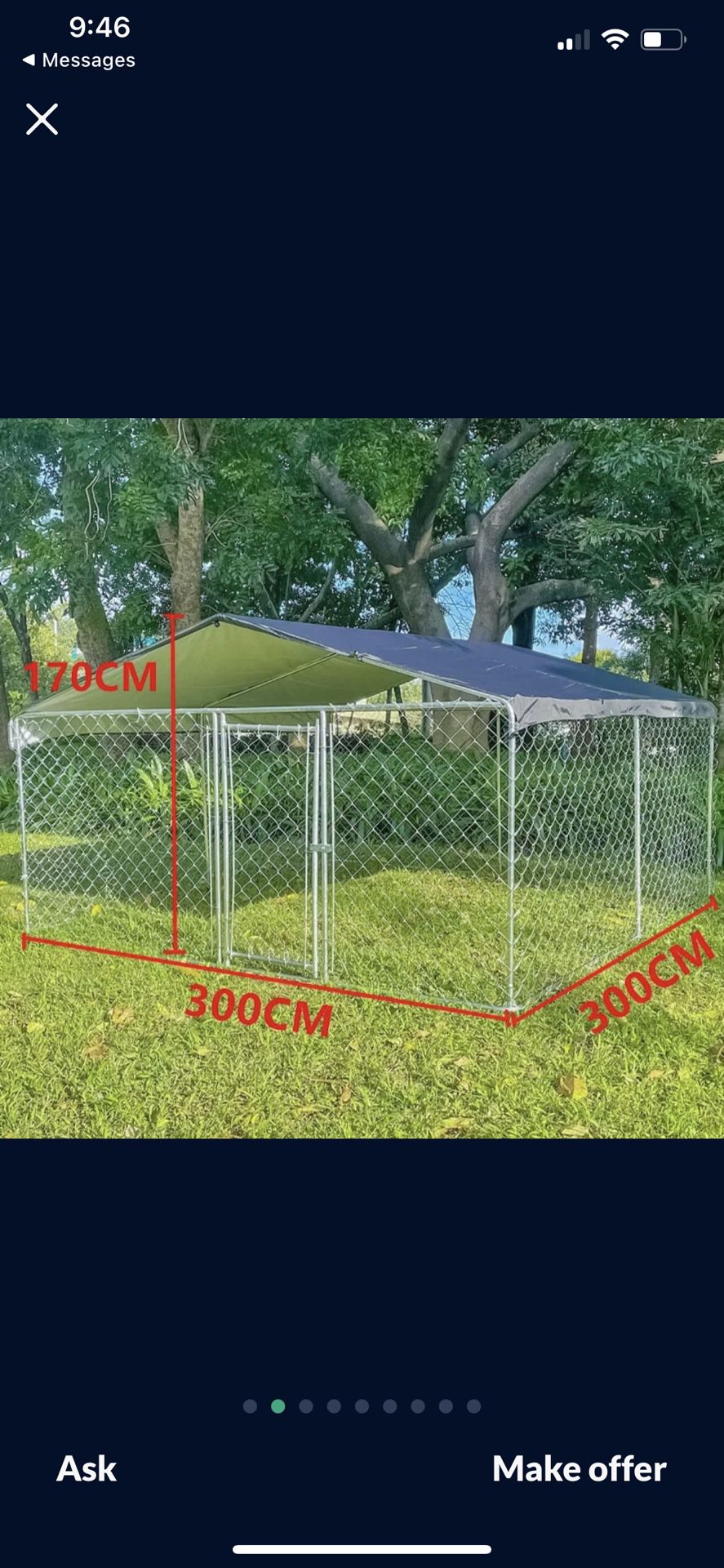 Outdoor Kennel Metal Dog Cage Fence Chicken Hen House Playpen w/Cover 10×10 ft
