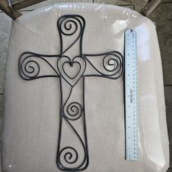 Large Metal Heart Cross