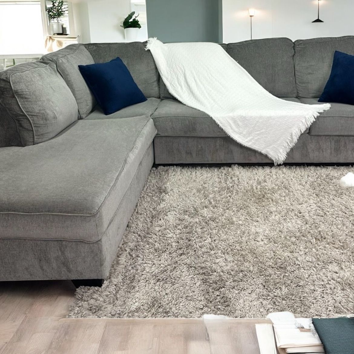 Nice Like New Modern Gray Sectional Sofa with Chaise –
