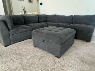 Gray Sectional Sofa with Storage Ottoman