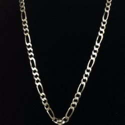.925 Silver 26” Figaro Chain W/ Dragon Pendant 