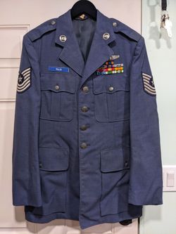 Vintage US Air Force Master Sergeant dress blue uniform top