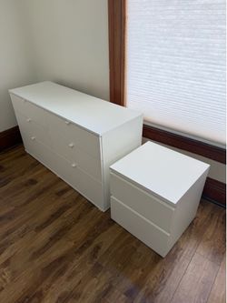 Set of 2: White Dresser and Nightstand