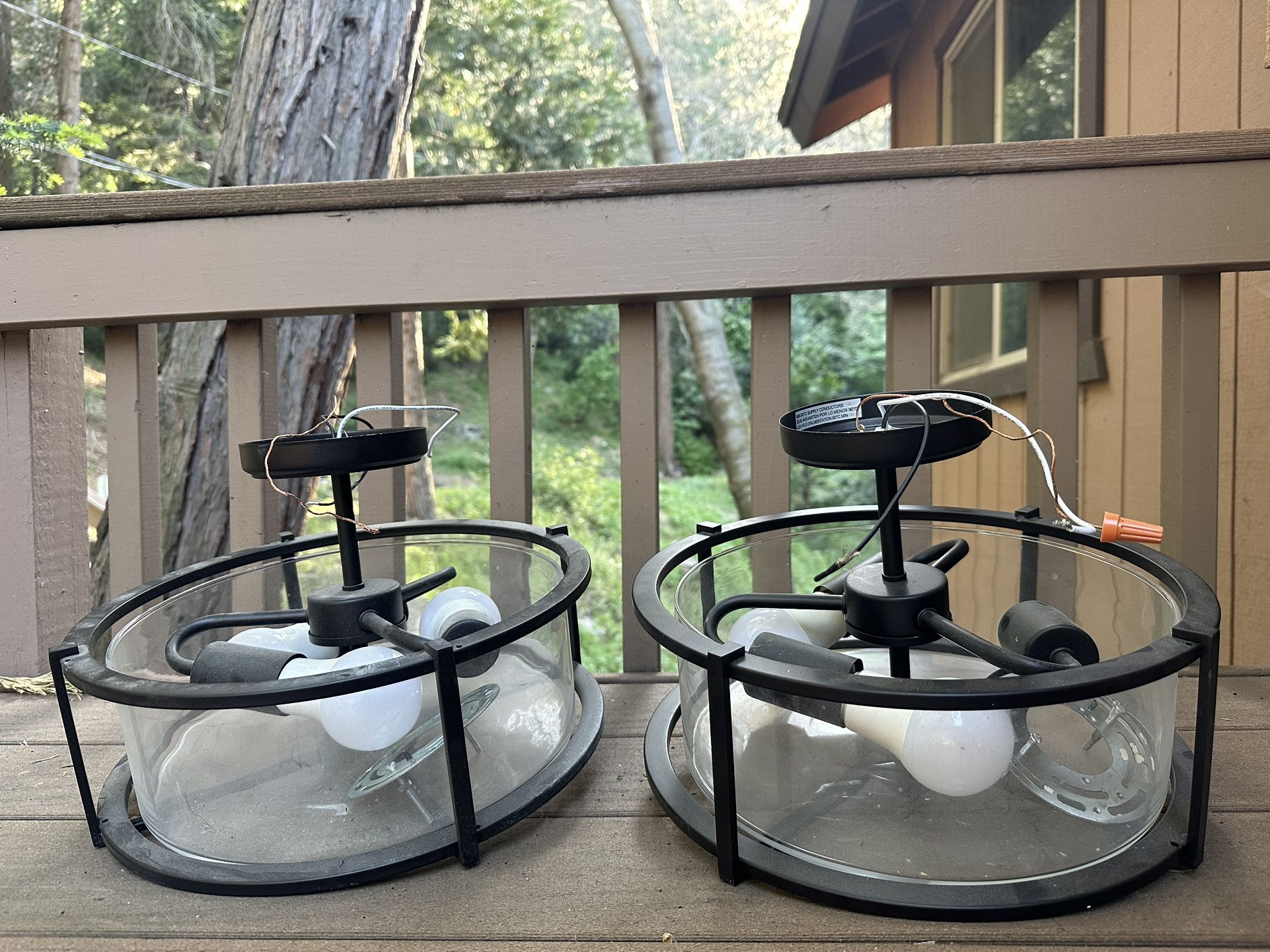 allen + roth Buxton Creek 3 Light 13 in Matte Black Semi Flush Mount Light