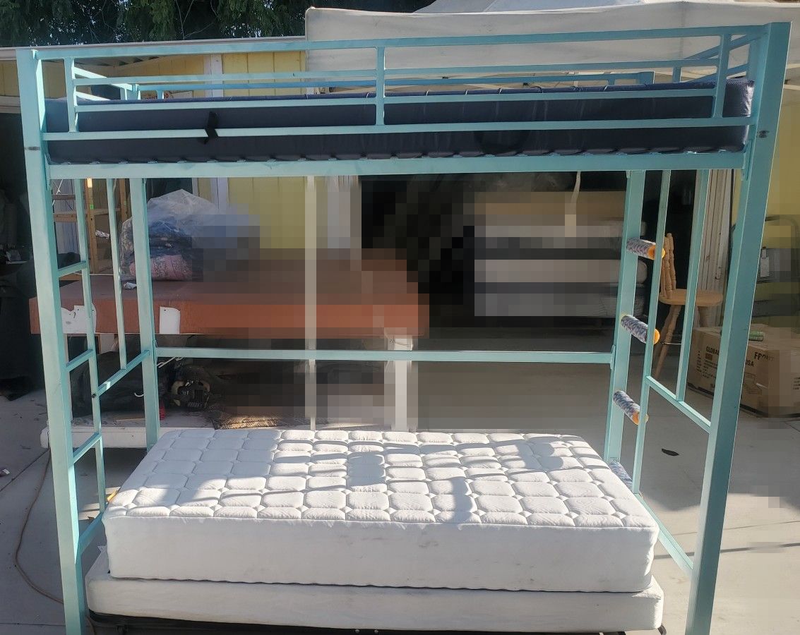 TWIN SIZE IRON BUNK BED MATTRESS INCLUDE