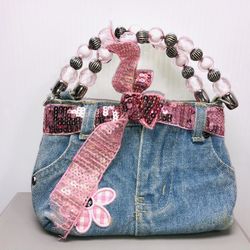 Alarming Wallets Denim Jean Shorts Purse Pocketbook Money Bag Bible Kid 7x3x7”