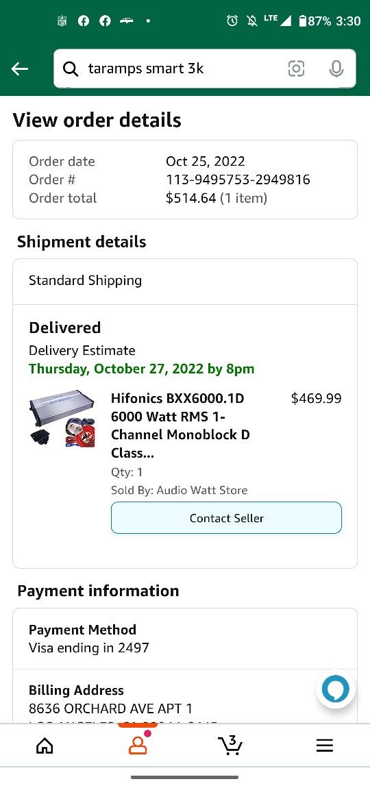 Hifonics BXX6000.1D 6000 Watt RMS 1-Channel Monoblock D Class Amplifier Brutus Car Audio with Red 0 Gauge