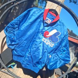 $75 VINTAGE MONTREAL EXPO SATIN STARTER BOMBER JACKET SIZE MEDIUM 