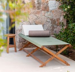 Outdoor/indoor Canvas And Wood Cot