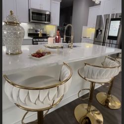 CREAM & GOLD GLAM Barstools 💛👑🌟