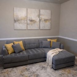 Gray Modern Sectional w/Swapable Chaise