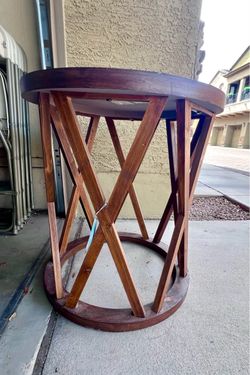 Round Wood Side Table with X-Base