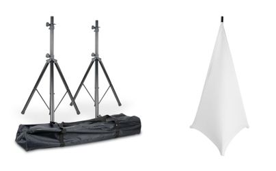 Two Accu-Stand speaker stands W/ carrying bag and two On-Stage scrims PACKAGE!