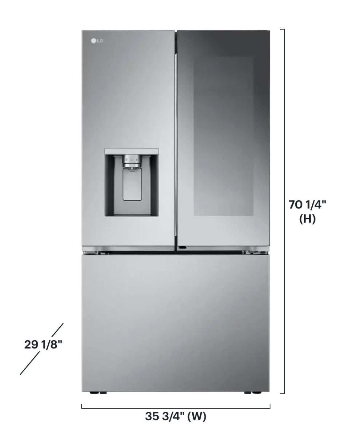  LG 26 CUBIC FEET COUNTER DEPTH FRENCH DOOR REFRIGERATOR LRYKC2606S