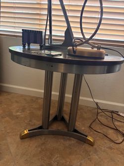 Round Wood & Metal Accent Table