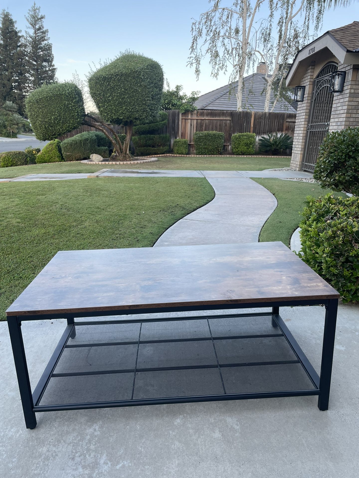 42 Inch Long X 19 Inch High X 24 Inch Wide Metal n Wood Coffee Table