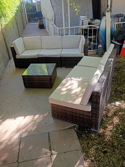 8 PIECE PE RATTAN DARK BROWN