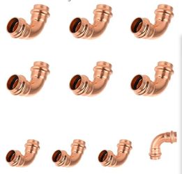 10 Pcs Copper Elbow Fittings, 3/4" x 3/4" Press Copper Fitting, LF Press 90-Degree Elbow for Residential and Commercial Plumbing