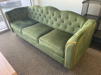 Green Velvet Tufted Chesterfield Sofa