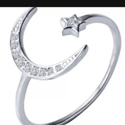 White Gold Plated Crescent Ring