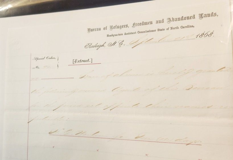 1868 Bureau of Refugees, Freedman, & Abandoned Lands Document (See Ad)