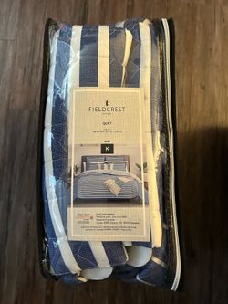 Fieldcrest Blue Stripe Quilt - King