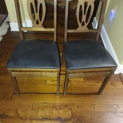 Two (2) Vintage Mid Century Modern Folding Padded Chairs from the Stakmore Co