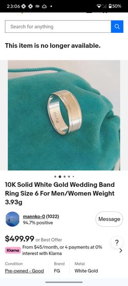 10K Solid White Gold Wedding Band