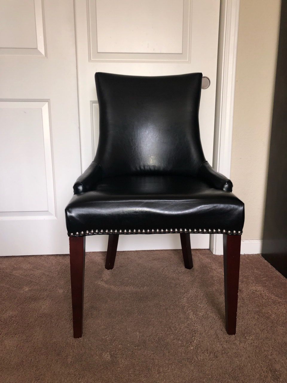 Black Faux Leather Chair w/Studs