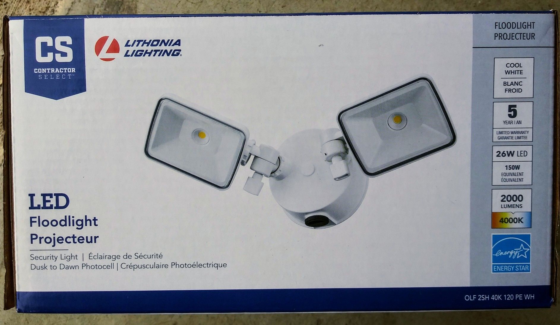 Lithonia Lighting 2-Head White Outdoor LED Square Flood Light