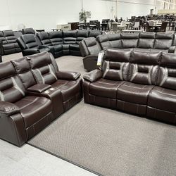 New Reclining Couch / Love Seat . Espresso Leather . Free Delivery !