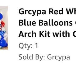 red white and blue balloon arch kit 4th of july 