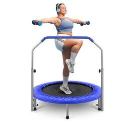 40”Trampoline for Adults - Compact Fitness Rebounder with , Exercise Trampoline with Max Load 330lbs, Indoor/Garden Whole-Body Work