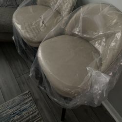 Counter Height Barstools 26 inch Set of 2,Beige PU Leather-Armless