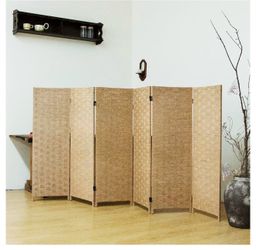 6-Panel Woven Room Divider Screen
